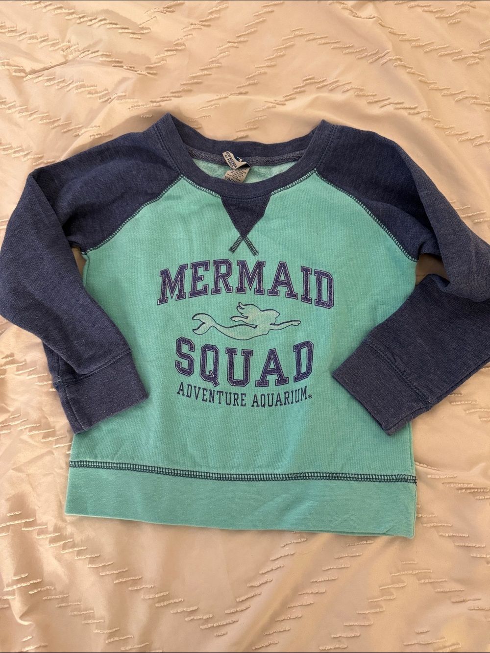 Mermaid Squad Girls' Raglan Sweatshirt - Teal & Navy